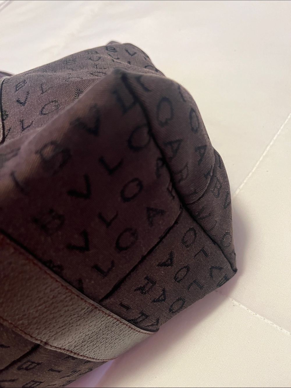 Bvlgari Logomania Dark Brown Canvas & Leather Tote EUC Retail $1200 - Picture 12 of 16